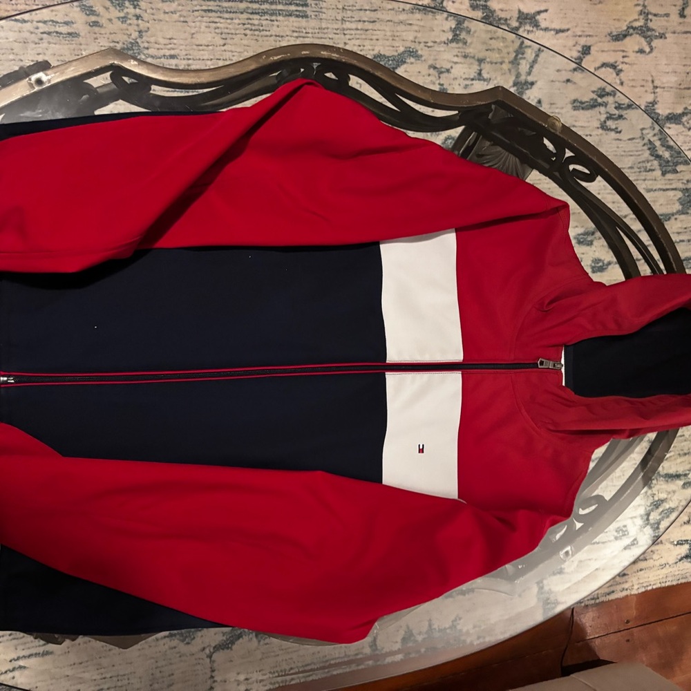 Tommy Hilfiger Red and Blue Hooded Windbreaker
